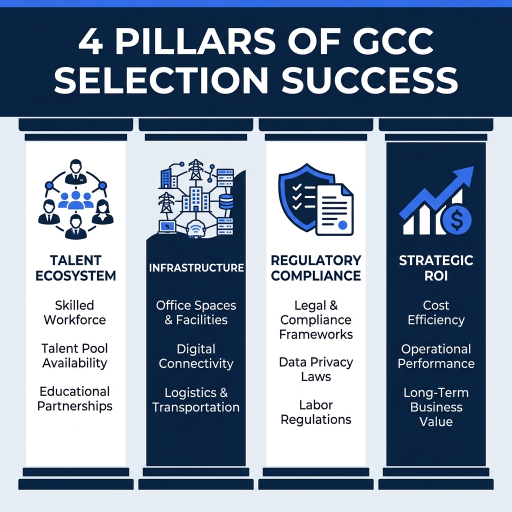 4 Pillars of GCC Selection Success Infographic