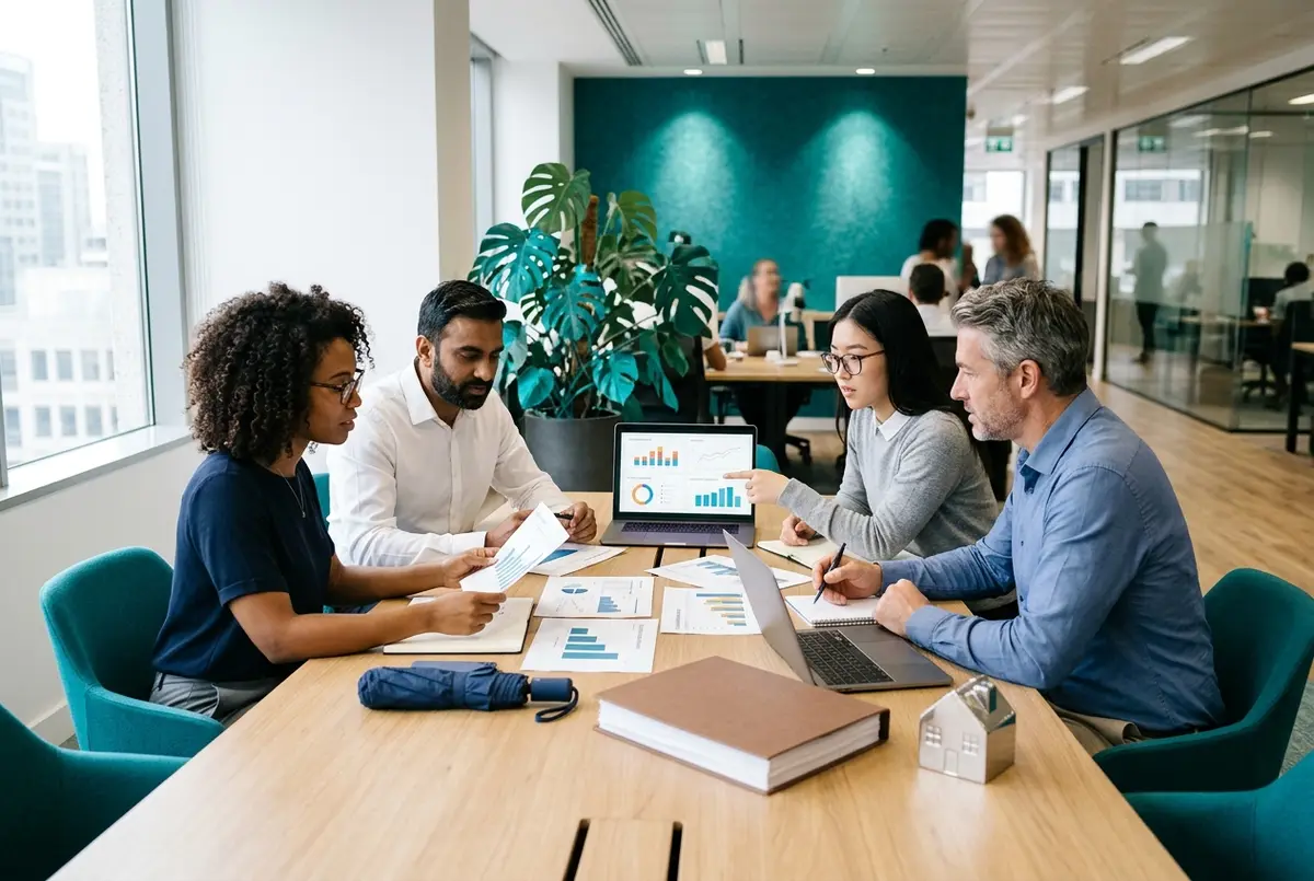 MYOB for Insurance Business accounting team reviewing agency commission and premium reports