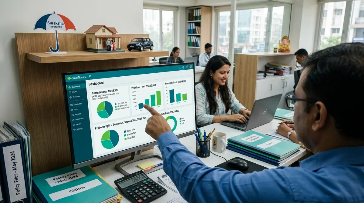QuickBooks Certified advisor and agency staff reviewing insurance business accounts