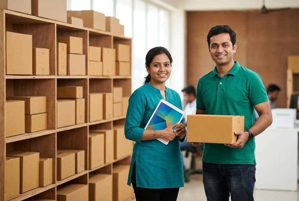 Xero Certified advisor and ecommerce warehouse team reviewing ecommerce business accounts
