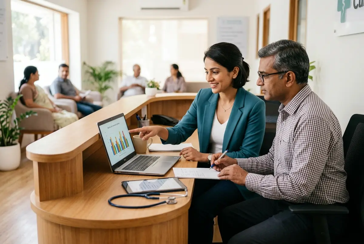 Xero Certified advisor and clinic staff reviewing healthcare business accounts